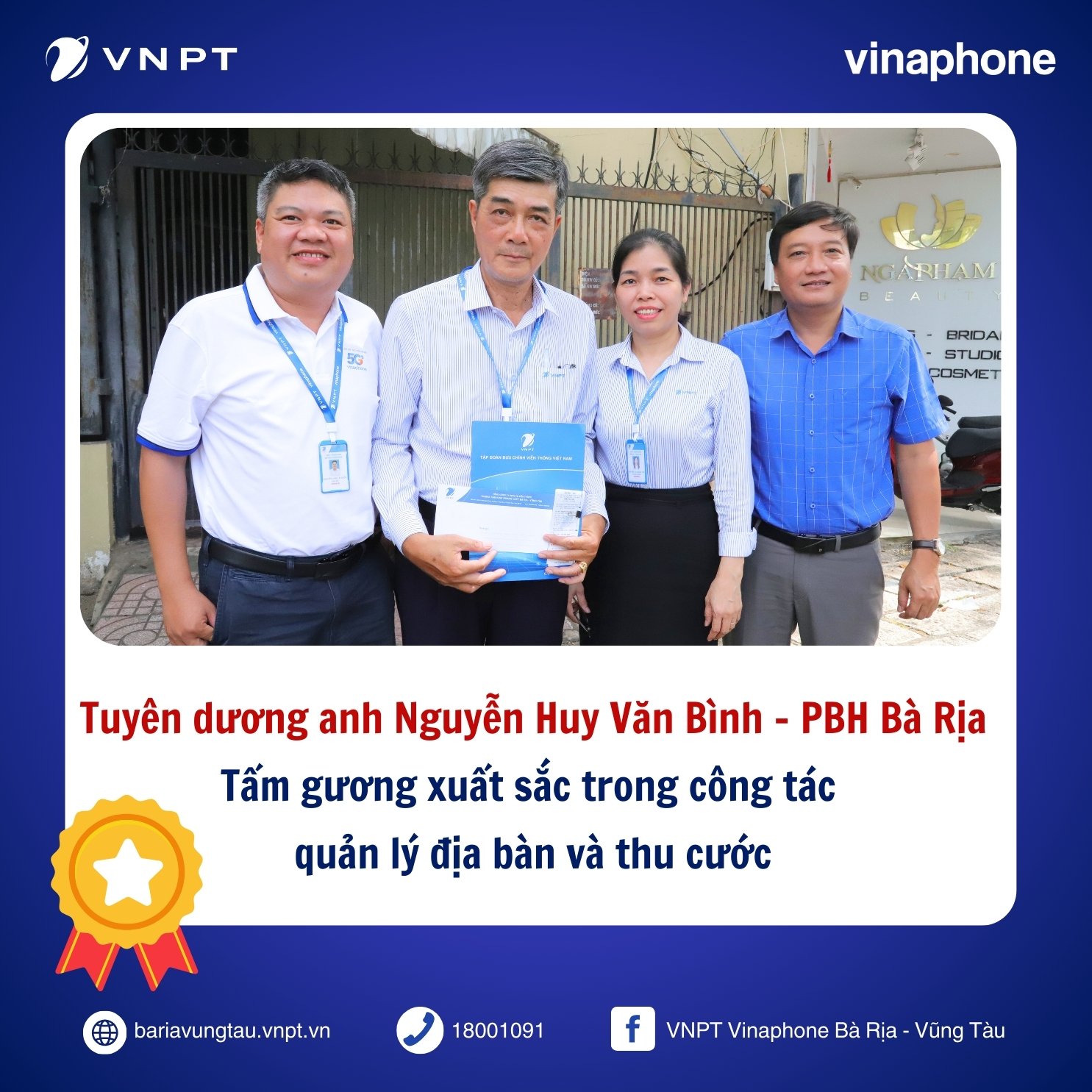 Tuyên dương anh Nguyễn Huy Văn Bình – Tấm gương xuất sắc trong công tác quản lý địa bàn và thu cước